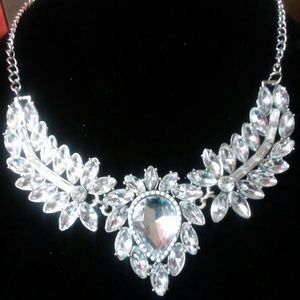 Faux Crystal Wing Pendant Necklace